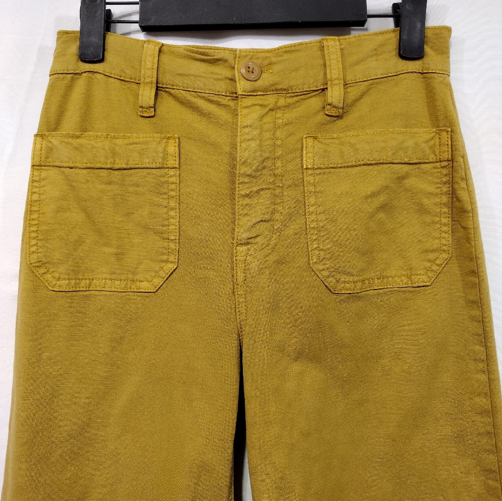 Point Sur J. Crew Wide Leg Crop Pants Women's 24P Mustard Yellow Boho Retro 90s - Picture 3 of 10
